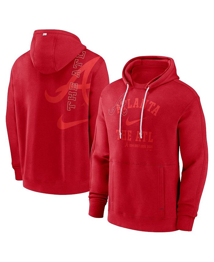Men's Nike Red Atlanta Braves Statement Ball Game Pullover Hoodie Size: Medium