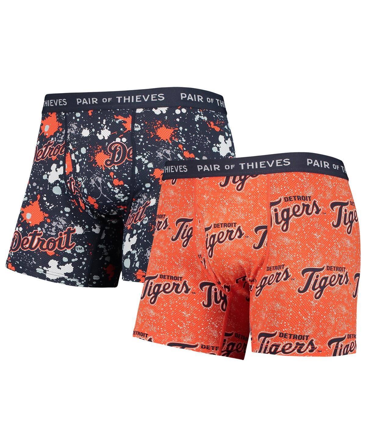 Shop Pair Of Thieves Men's  Orange, Navy Detroit Tigers Super Fit 2-pack Boxer Briefs Set In Orange,navy