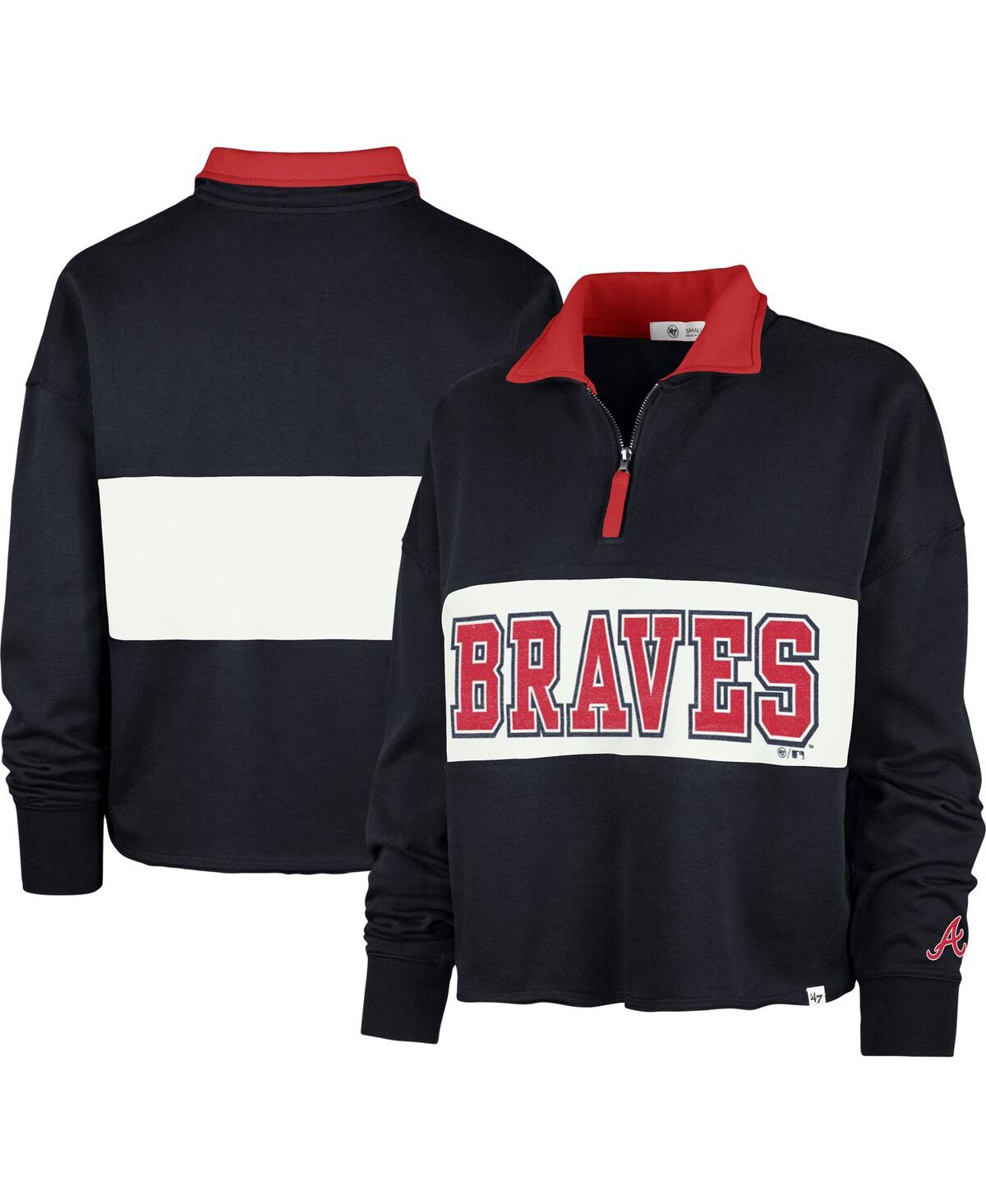 47 Brand Women's ' Navy St. Louis Cardinals Remi Quarter-zip Cropped Top In Navy