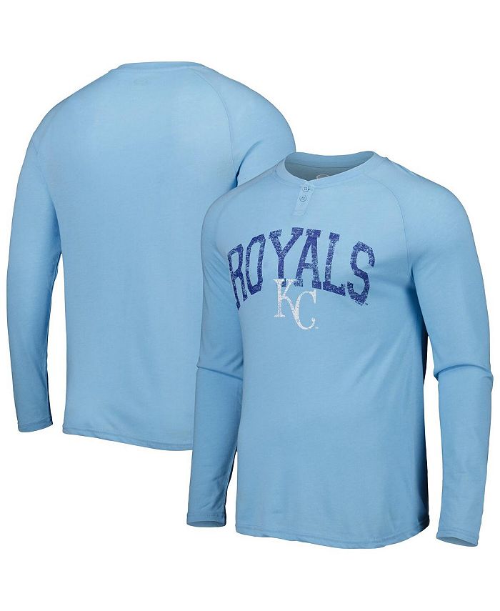 Men's Light Blue Kansas City Royals Inertia Raglan Long Sleeve Henley  T-shirt