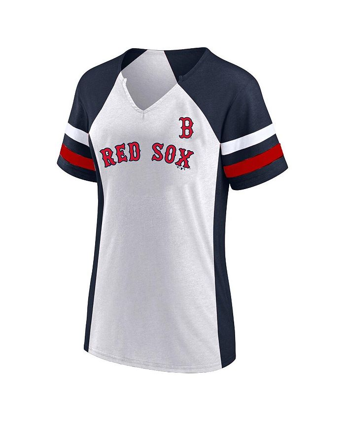 Boston Red Sox Women's Plus Size Notch Neck T-Shirt - White/Navy