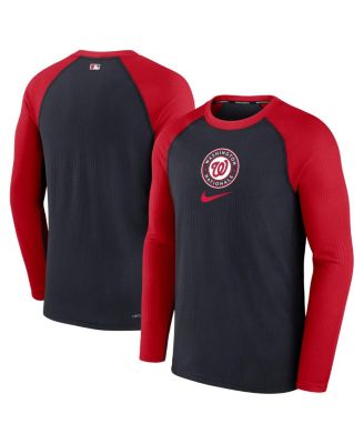 Men's Navy Washington Nationals Authentic Collection Game Raglan Performance Long Sleeve T-shirt