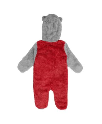 Newborn and Infant Boys and Girls Red, Gray Washington Nationals Game Nap Teddy Fleece Bunting Full-Zip Sleeper