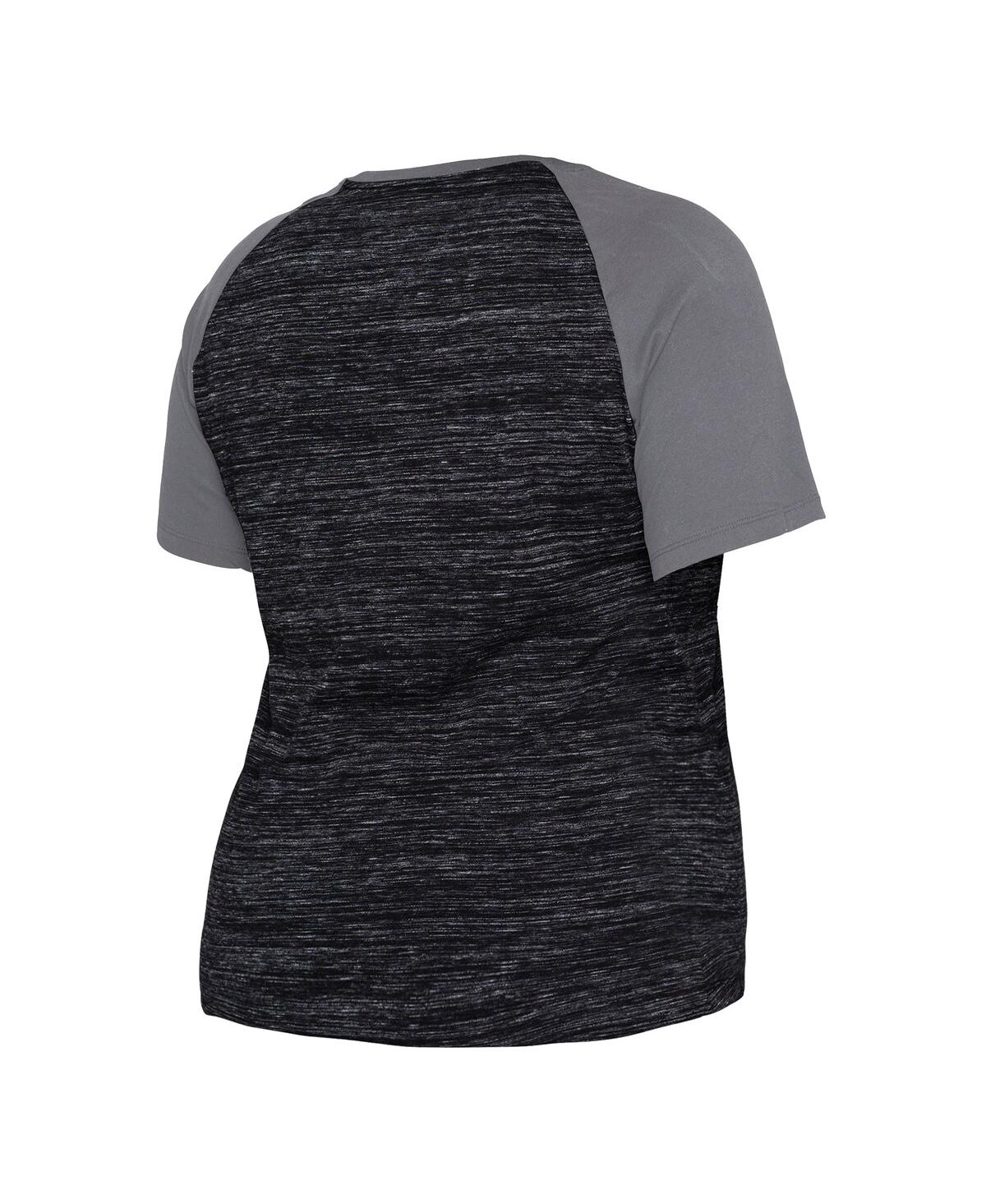 NEW ERA WOMEN'S NEW ERA BLACK CHICAGO WHITE SOX PLUS SIZE SPACE DYE RAGLAN V-NECK T-SHIRT 