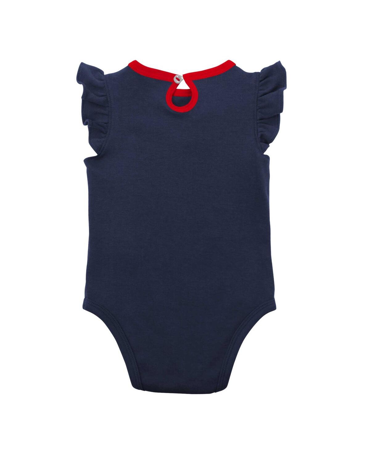 Shop Outerstuff Newborn And Infant Boys And Girls Navy, Red Atlanta Braves Three-piece Love Of Baseball Bib Bodysuit In Navy,red
