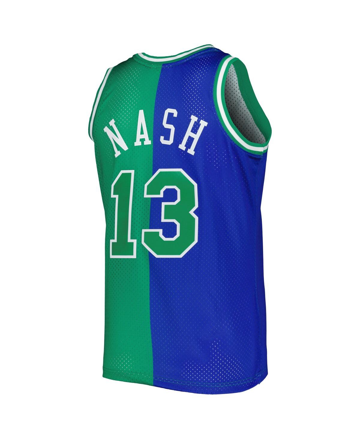 Men's Mitchell & Ness Steve Nashand Green Dallas Mavericks Hardwood Classics 1998-99 Split Swingman Jersey - Blue, Green