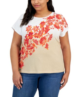 Tommy Hilfiger - Plus Size Ombre Floral Print T-Shirt
