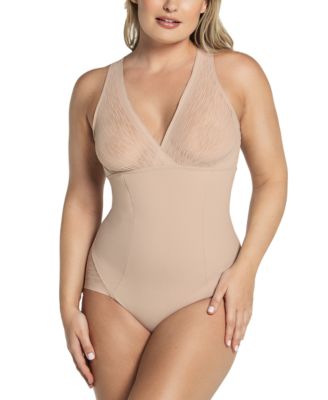 Women's Sheer Stripe Detail Sculpting Bodysuit