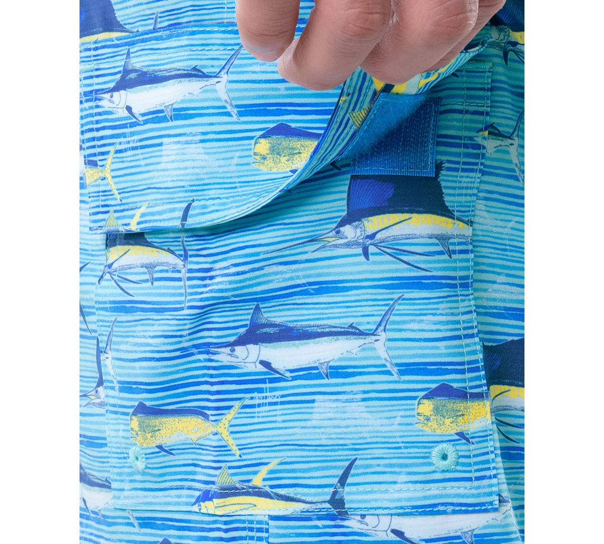 Shop Guy Harvey Men's Scribble Fish Drawstring 7" Surf Shorts In Beach Glass