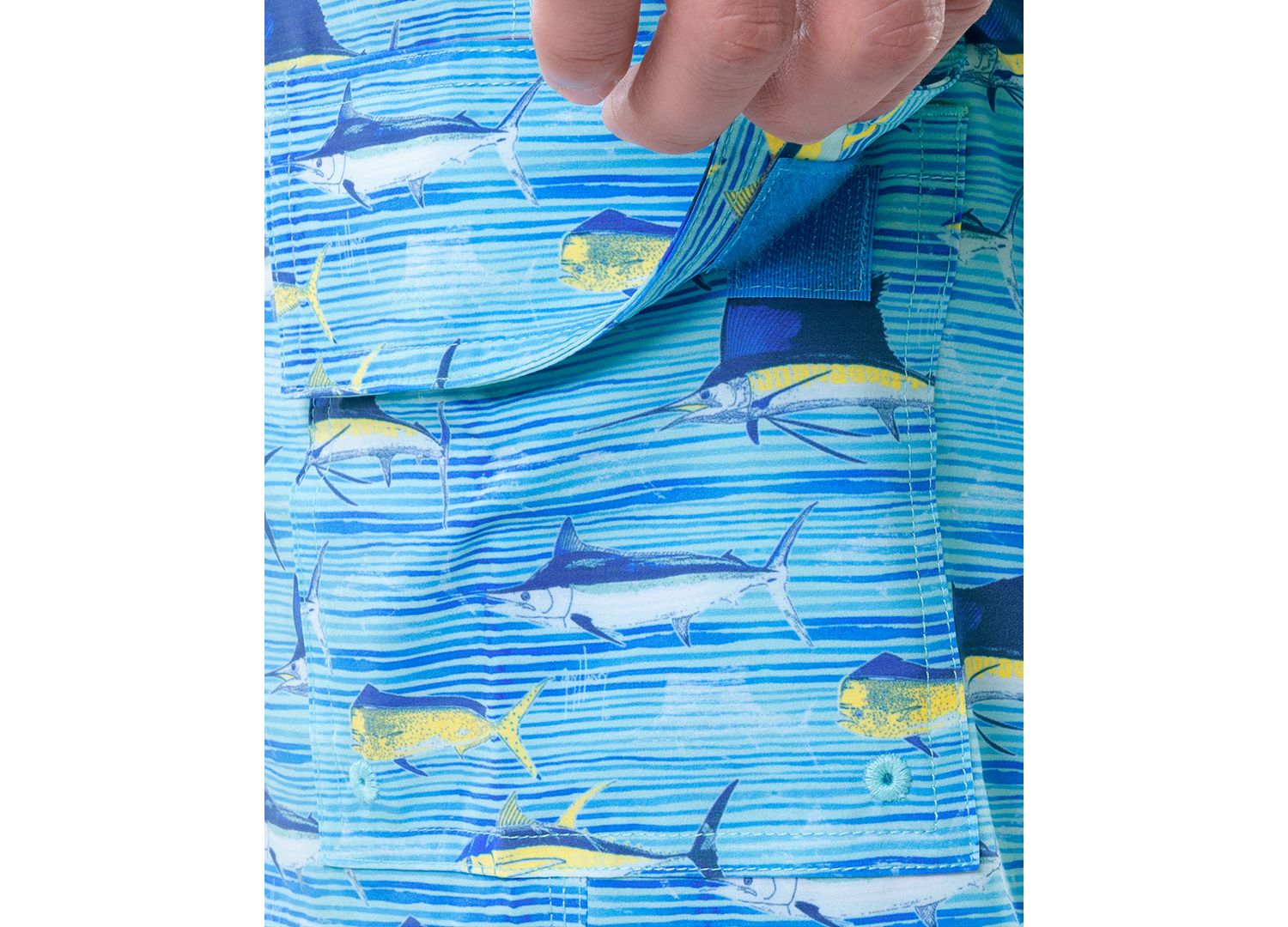 Men's Scribble Fish Drawstring 7" Surf Shorts