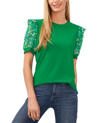CeCe - Scattered Daisy Puff Sleeve Knit Top