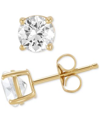 Birthstone Stud Earrings in 14k Gold or 14k White Gold