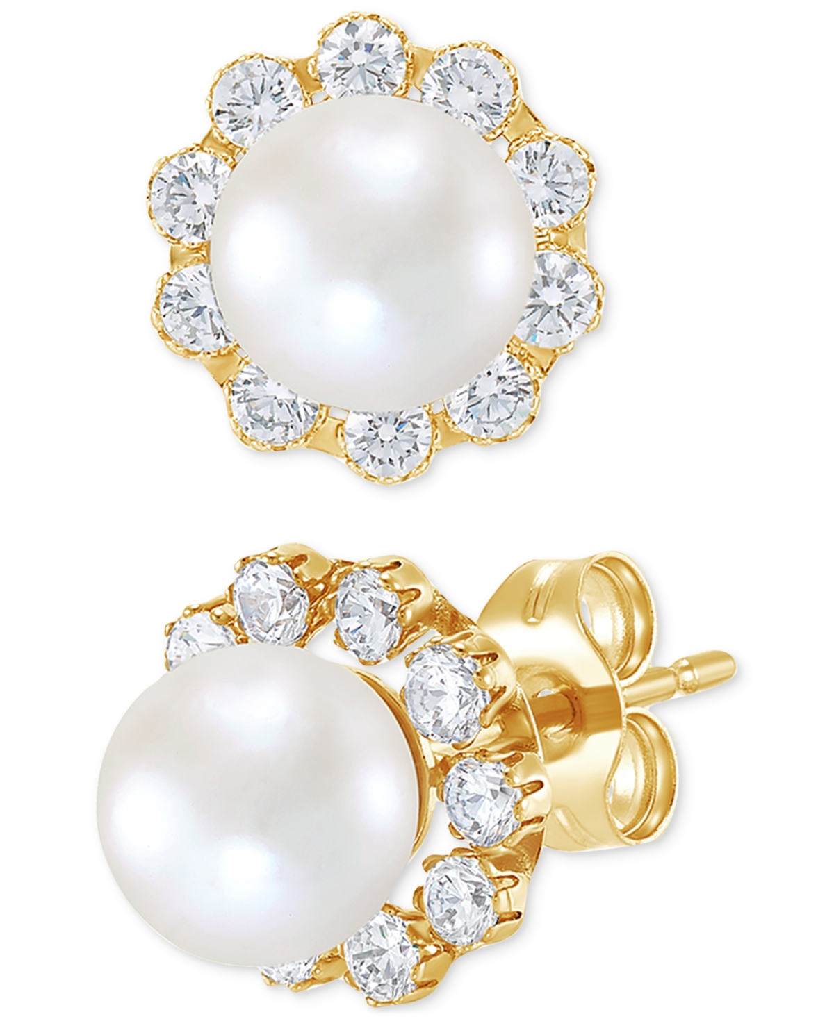 Macy's Birthstone Stud Earrings In 14k Gold Or 14k White Gold In Pearl