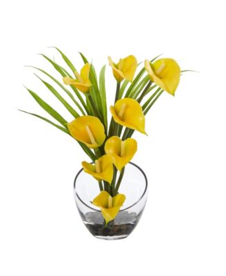 15.5" Calla Lily and Grass Artificial Arrangement in Vase