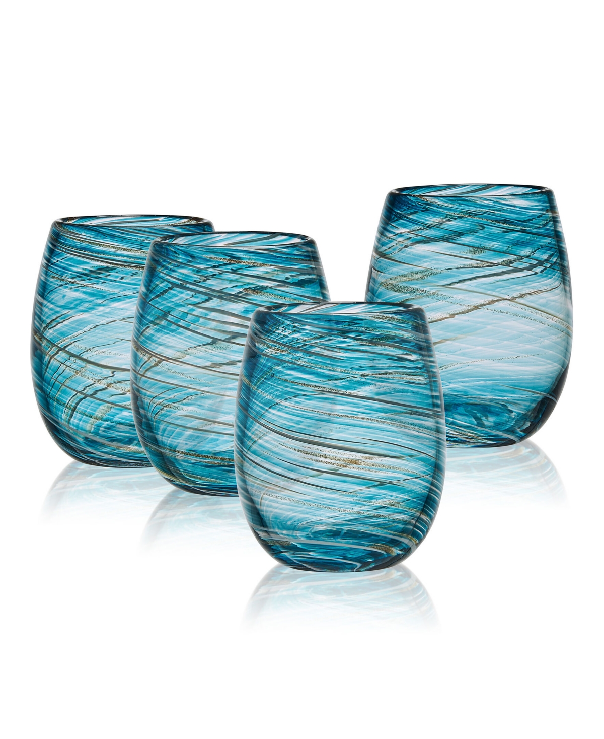 Mikasa Color Swirl 16 Ounce Stemless Glass 4-piece Set In Blue
