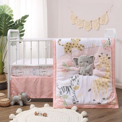 The Peanutshell Pink And Grey Wildest Dreams Crib Bedding Set For Baby ...