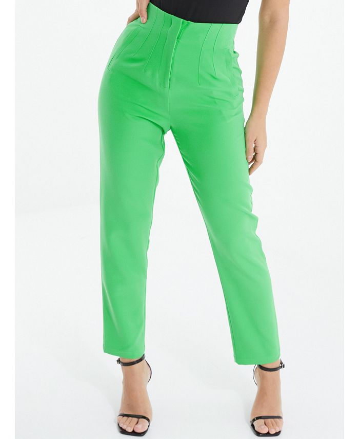 QUIZ Women's Green High Waisted Tailored Pant - Macy's