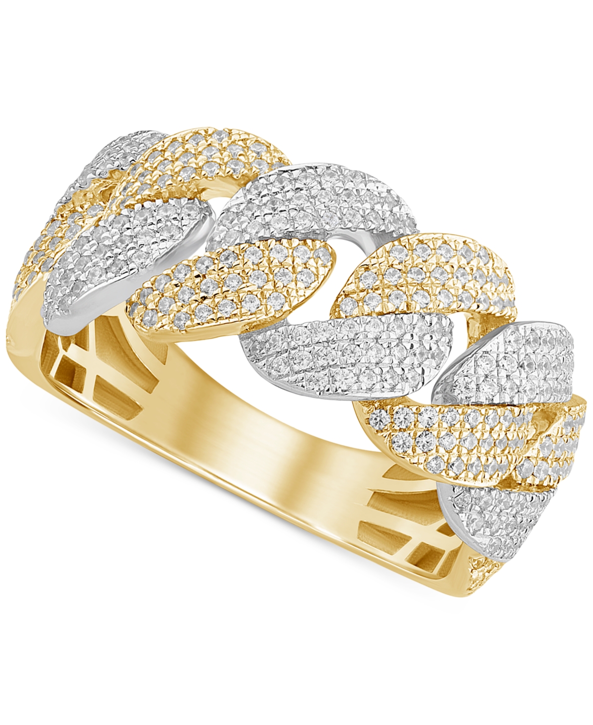 Macy's Diamond Pave Chain Link Statement Ring (3/4 Ct. T.w.) In 10k Two-tone Gold