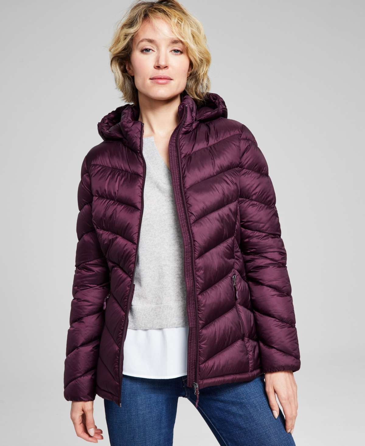 Women's Packable Hooded Puffer Coat, Created for Macy's - Taupe