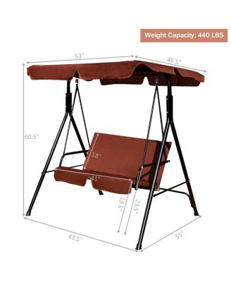 Loveseat Patio Canopy Swing Glider Hammock Cushioned Steel Frame Outdoor