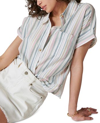 Lucky Brand Women's Striped Relaxed Workwear Shirt - Macy's