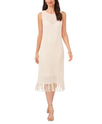 Vince Camuto - Women's Mesh-Stitch Fringed Sleeveless Dress