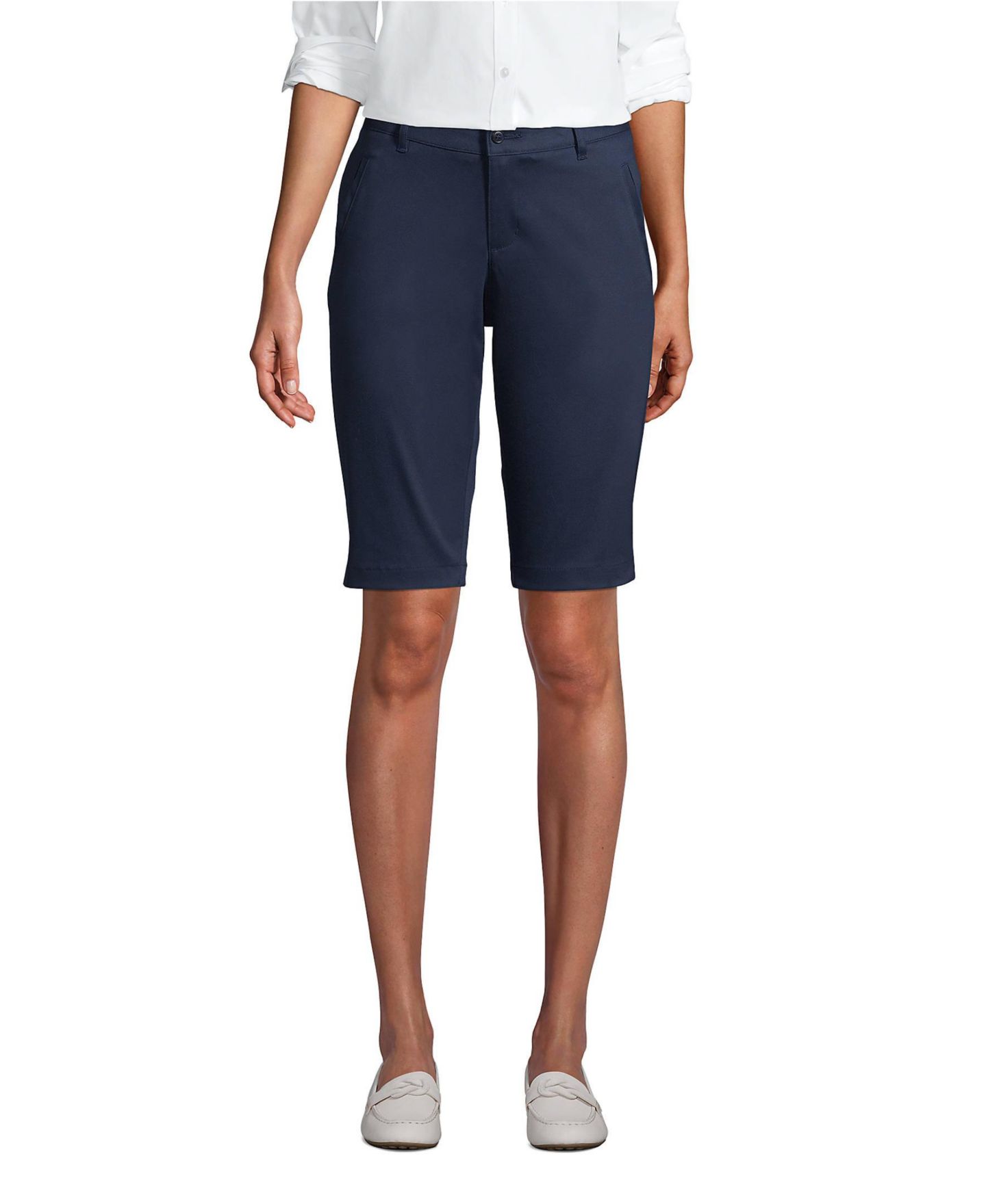 Женские шорты Lands' End Stretch Chino Bermuda, цвет: Тёмно-синий — фото 10