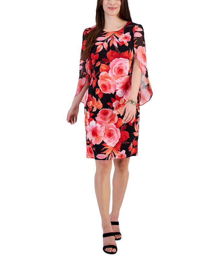 XSCAPE Women's Rose-Sleeve Sheath Dress - Macy's