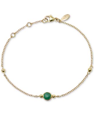 Anzie Emerald & Bead Chain Link Bracelet In 14k Gold - Macy's