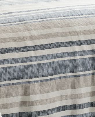 Eddie Bauer Herringbone Stripe Cotton Reversible Blanket, King - Macy's