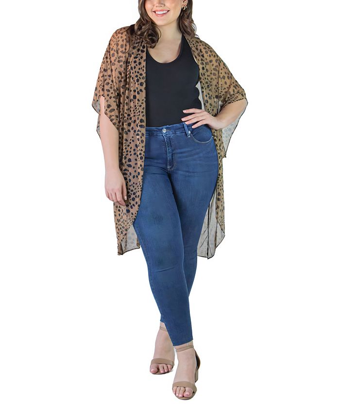 24seven Comfort Apparel Plus Size Sheer Circle Short Sleeve