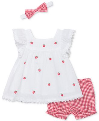 Little Me - Baby Girls 3-Pc. Sun Top & Headband Set