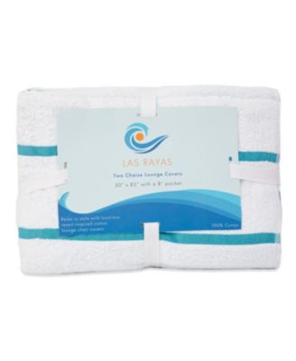 Cotton Terry Lounge Chair Covers, 2-Pack, 30" x 85" with Pocket Design