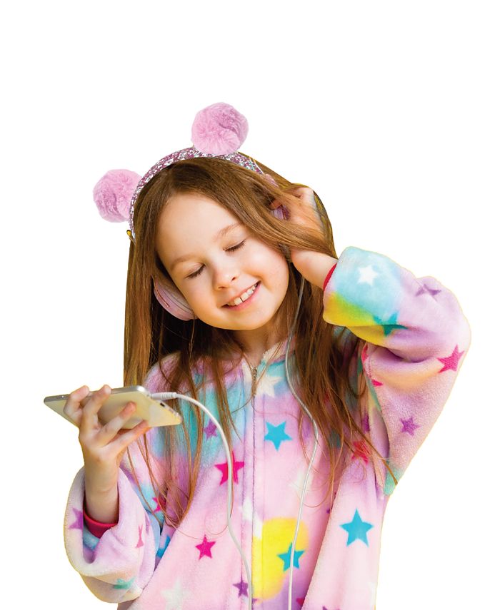 SimplyTech Pom Pom Glitter Headphone with Mic for Kids Macy