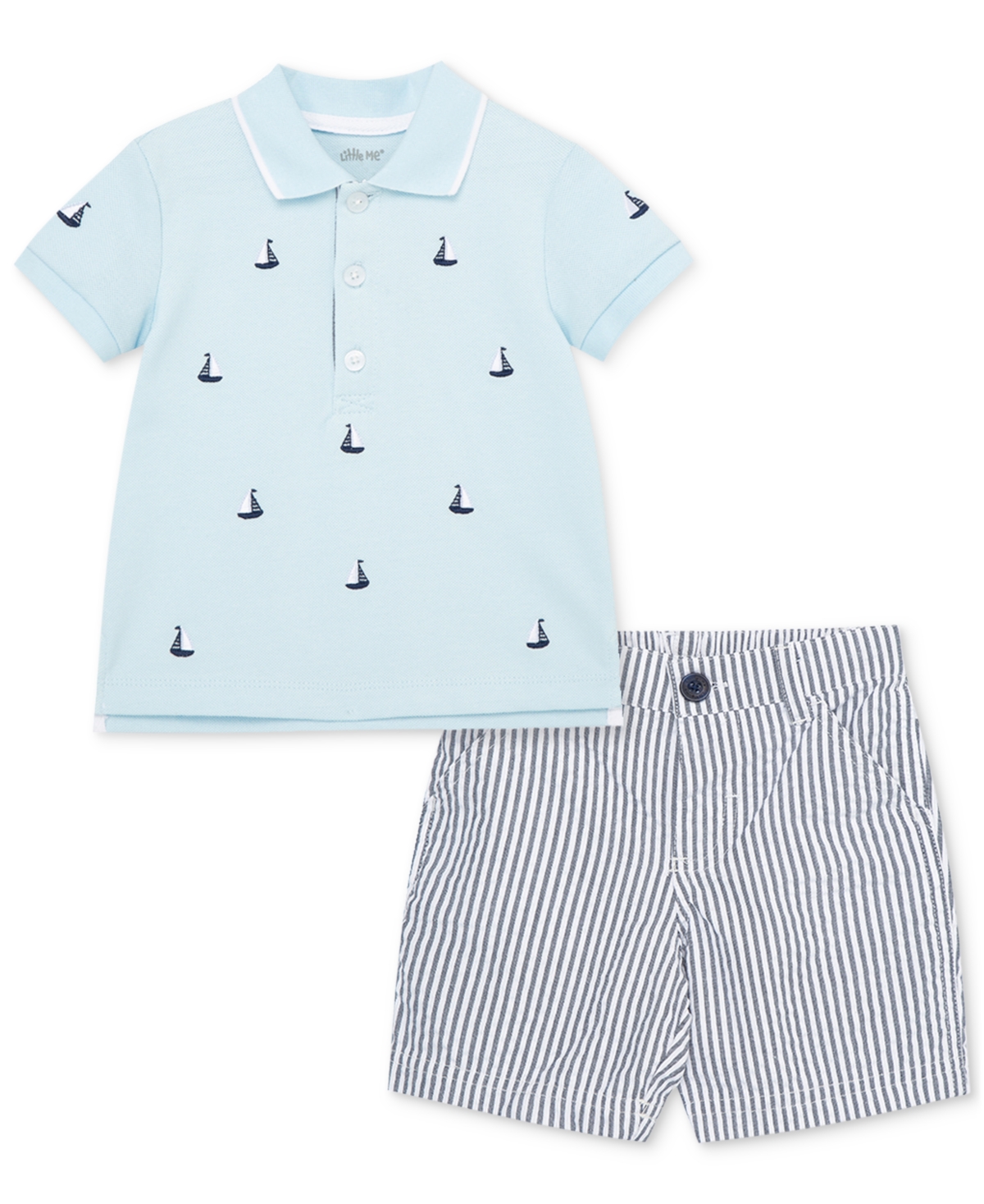 LITTLE ME BABY BOYS POLO SHIRT AND SHORTS, 2 PIECE SET