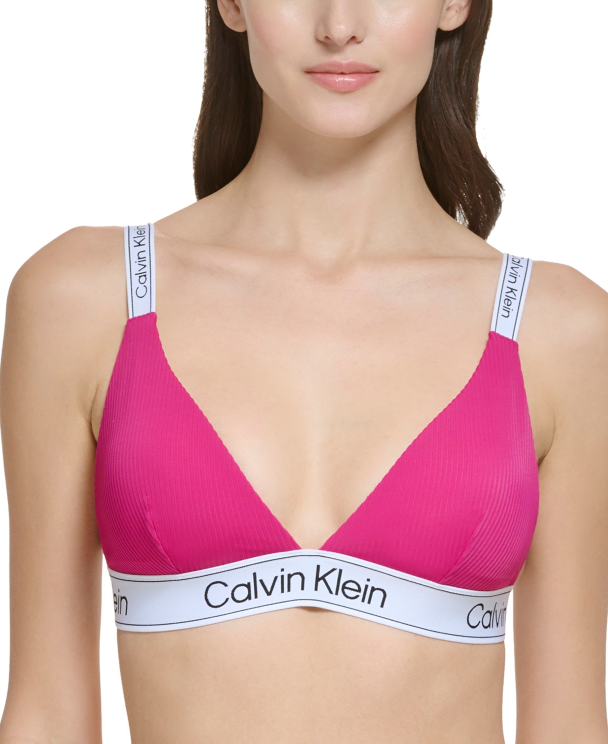 Calvin Klein Ribbed Triangle Bikini Top High Cut Bottoms In Fuchsia | ModeSens