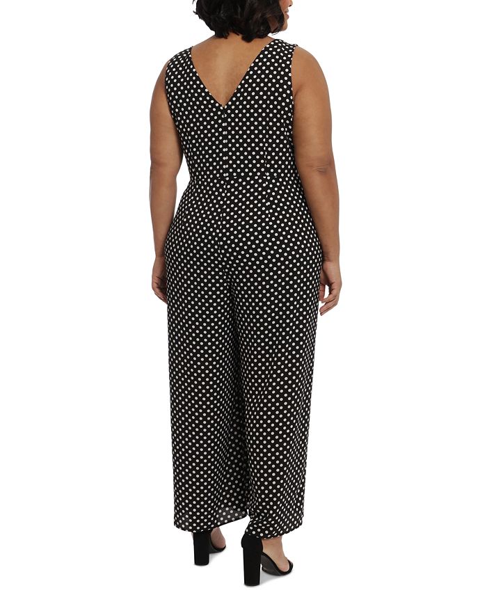 London Times Plus Size PolkaDot Walkthrough Jumpsuit Macy's