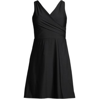 Lands' End Women's Mastectomy Tummy Control Surplice Wrap Swim Dress ...