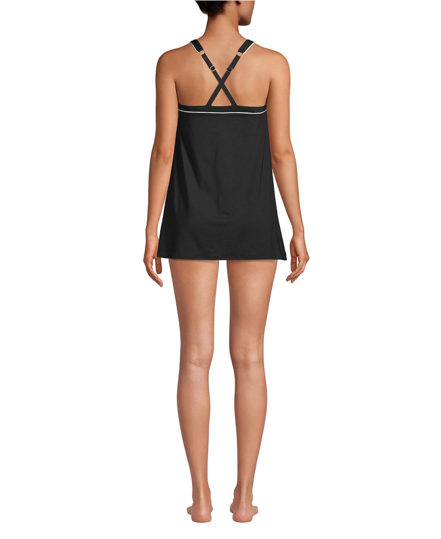 Women's Long High Neck Swim Dress One Piece Swimsuit Adjustable Straps