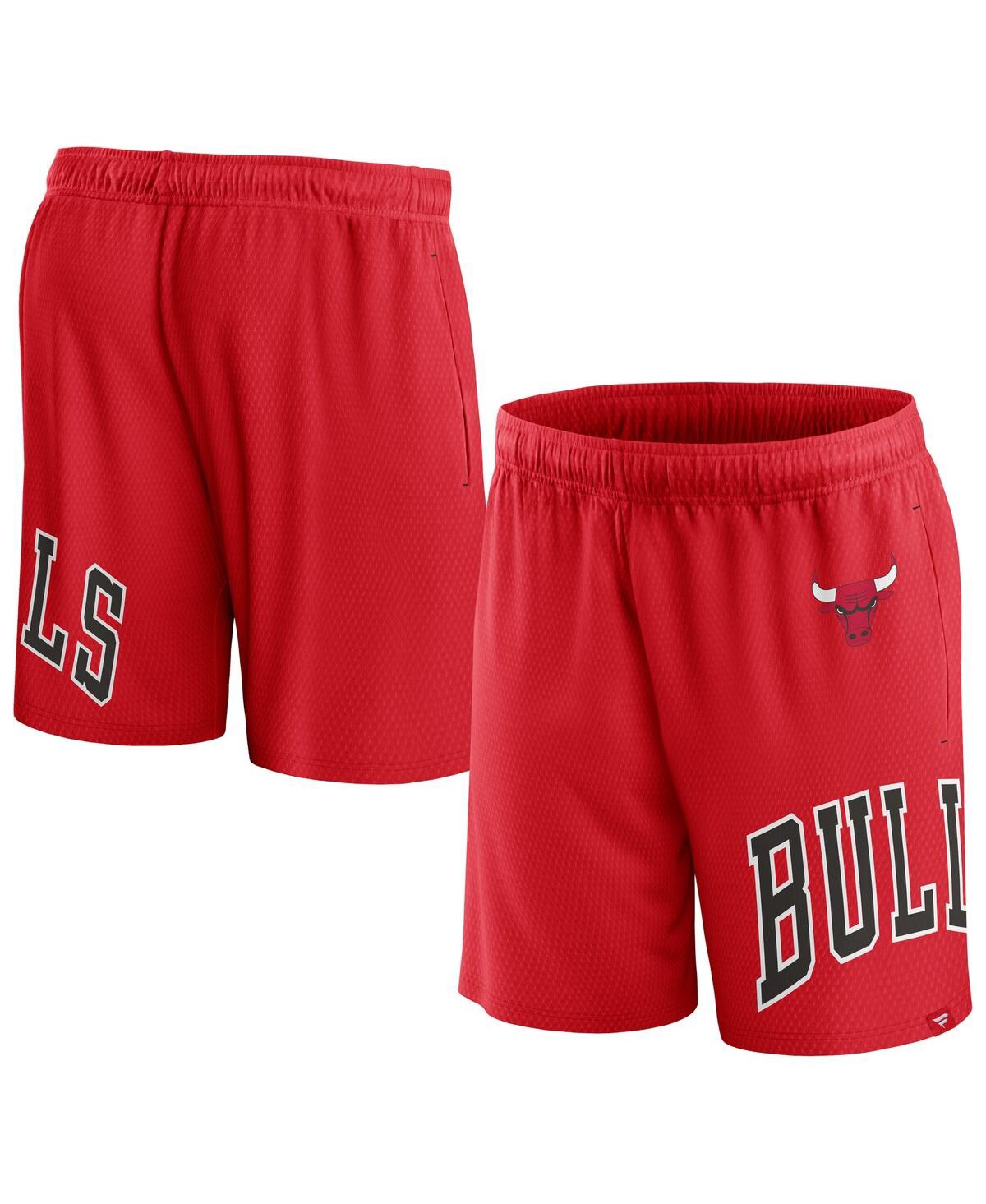 Shop Fanatics Men's  Red Chicago Bulls Free Throw Mesh Shorts