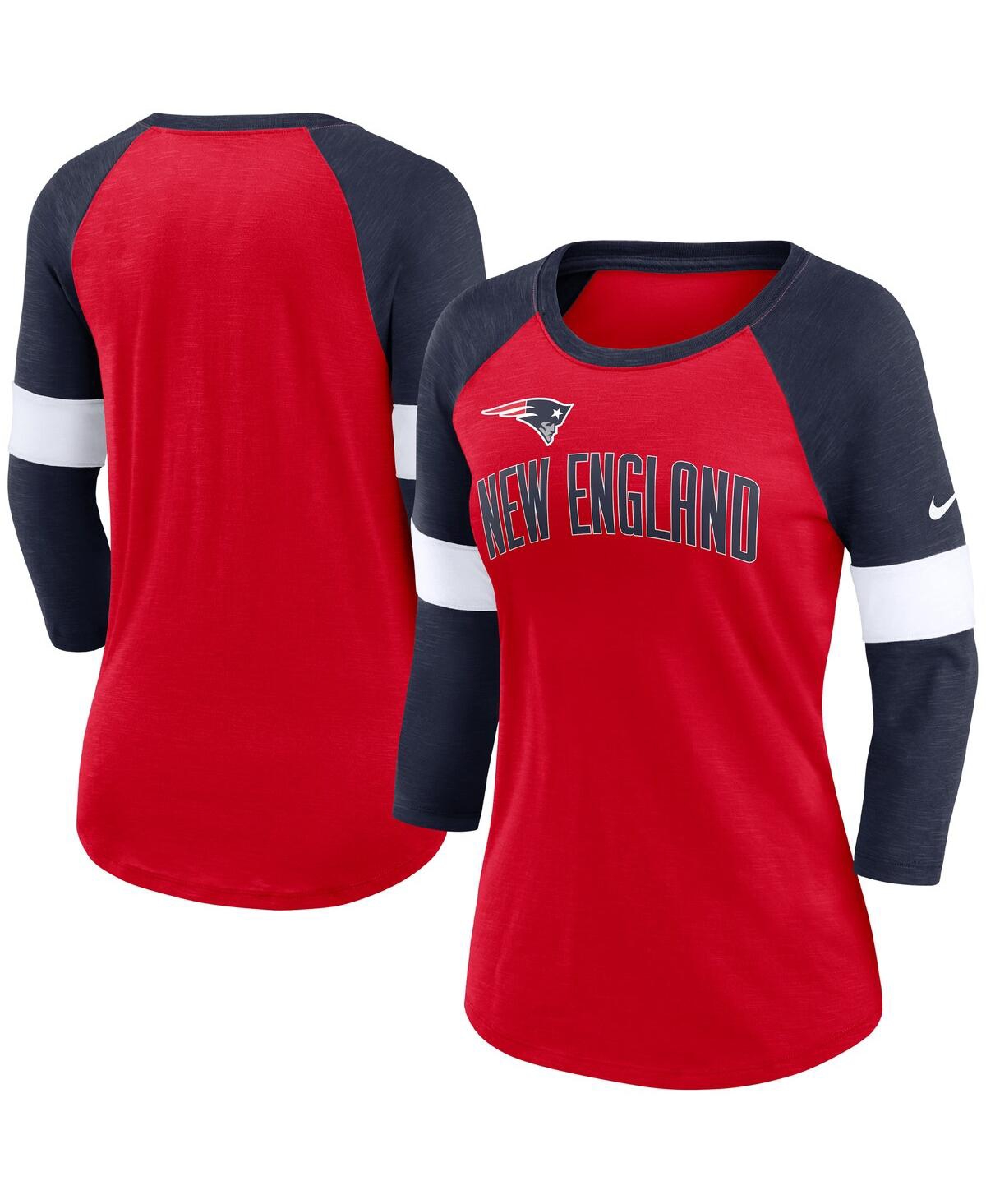 Nike Women's Pride (nfl New England Patriots) 3/4-sleeve T-shirt In Heather Red,heather Navy