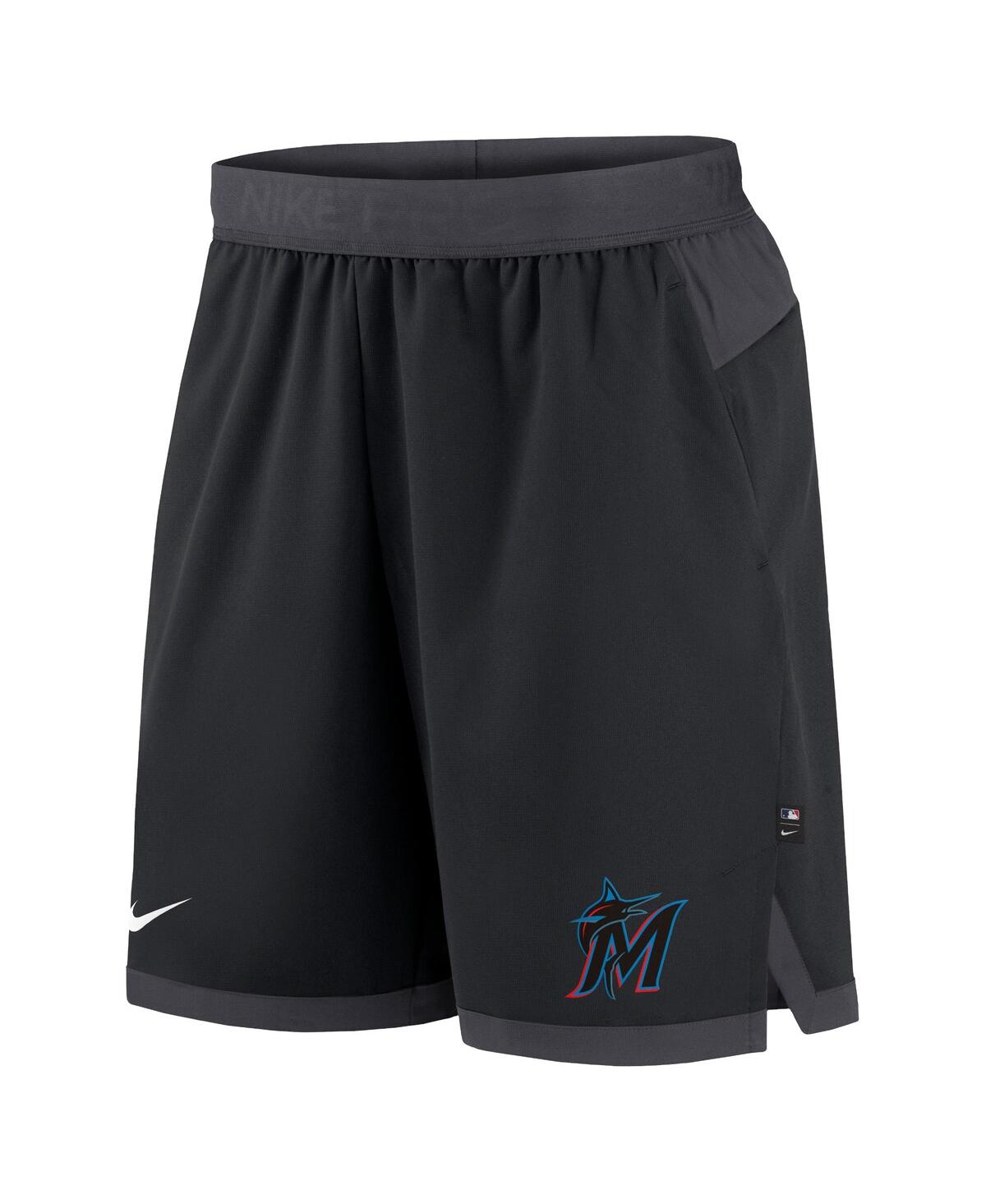 Nike Men's  Black Miami Marlins Authentic Collection Flex Vent Performance Shorts In Black