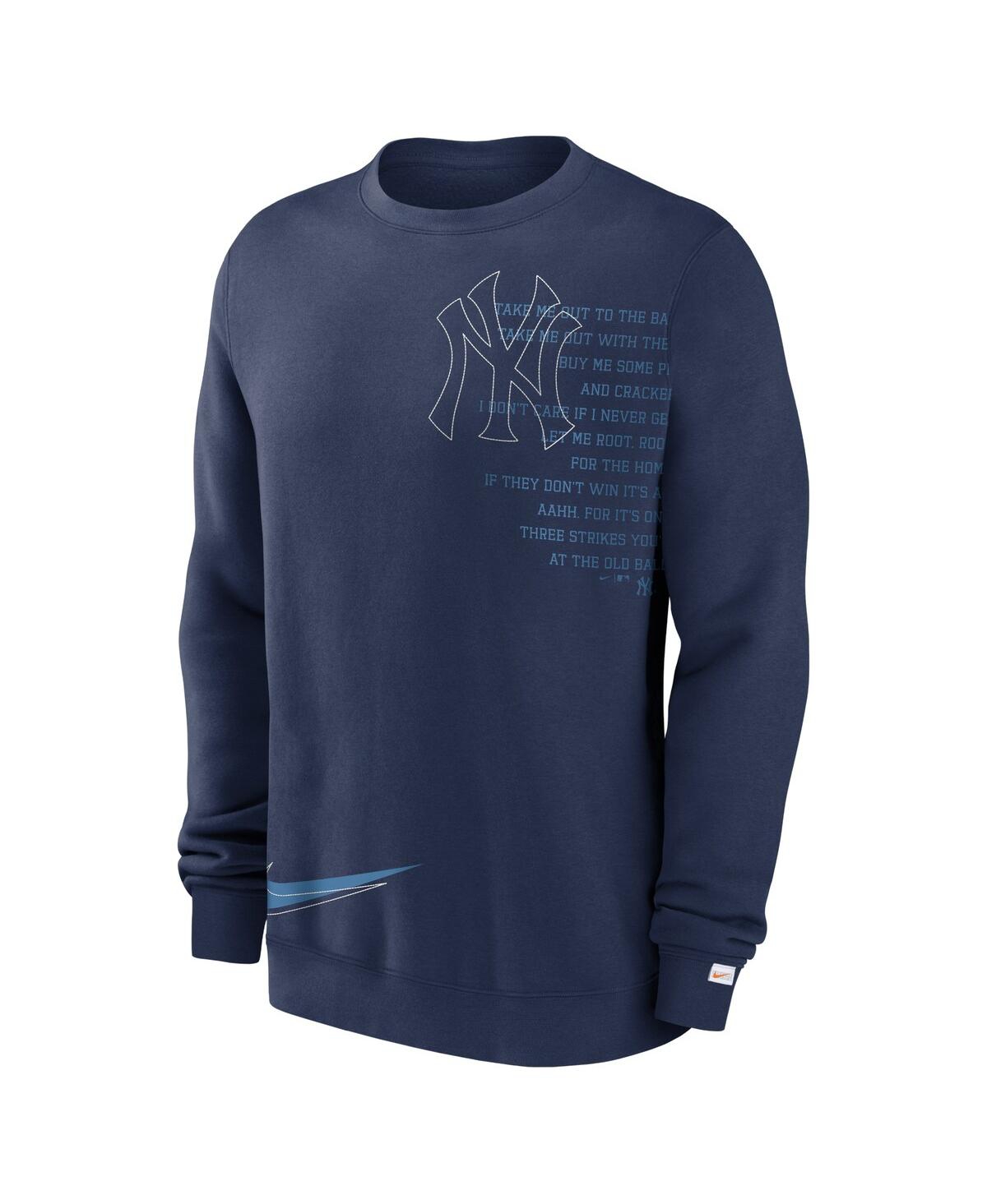 Shop Nike Men's  Navy New York Yankees Statement Ball Game Fleece Pullover Sweatshirt