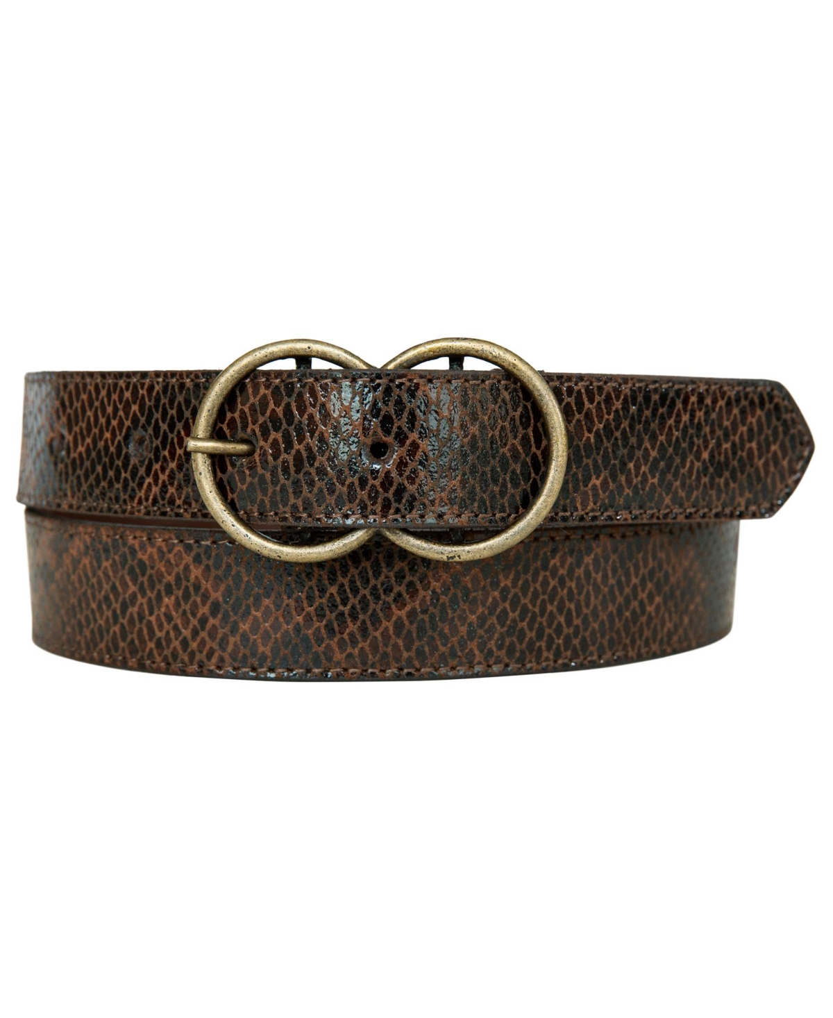 Lucky Brand Double Ring Genuine Leather Belt In Brown