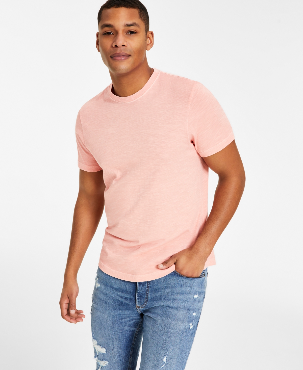 Shop Sun + Stone Men's Sun Kissed Regular-fit Curved Hem T-shirt, Created For Macy's In Red