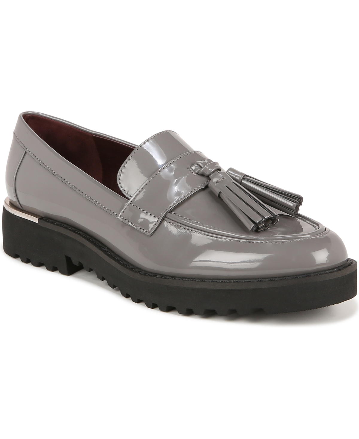 Shop Franco Sarto Women's Carolynn Lug Sole Loafers In Slate Grey Faux Patent