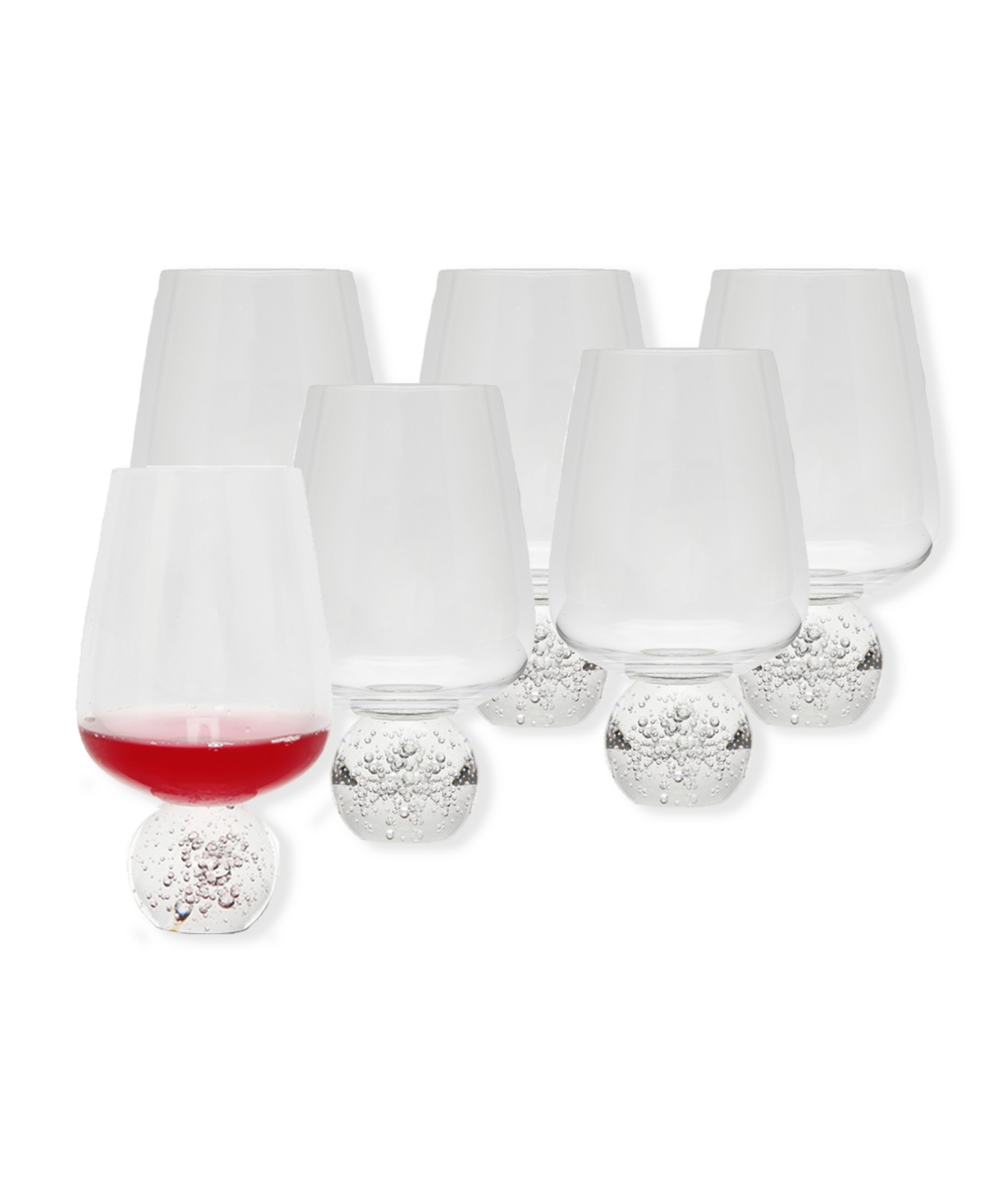 Classic Touch Wine Glasses On Crystal Ball Pedestal, Set Of 6 In Clear