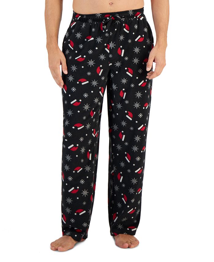Club Room Men's Santa Hat Fleece Pajama Pants, Created for Macy's