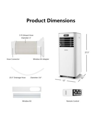 8000 BTU Portable Air Conditioner w/ Remote Control 3-in-1 Air Cooler w/ Drying