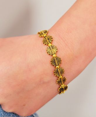 Gold-Tone Etched Sun All-Around Flex Bracelet